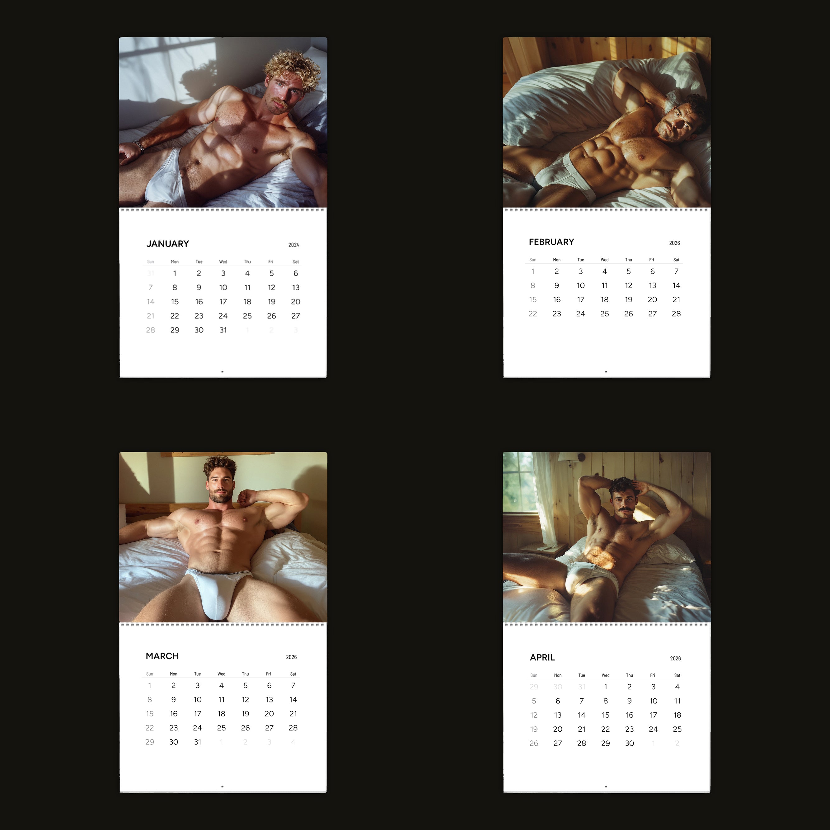 XXL Boys Club: In Tighty Whities 2026 Wall Calendar